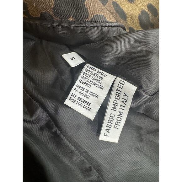 Jane Post Womens Long Leopard Print Belted Trench Coat Jacket Brown Size Small - Picture 10 of 16